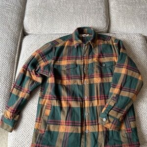 Duluth Trading Co Plaid Shirt Jacket - Green, Red, and Tan